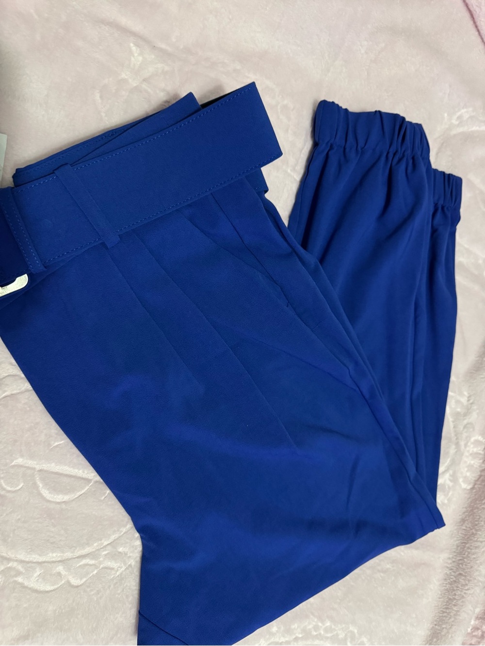 Royal Blue Belted Cropped Pants - Picture 13 of 13